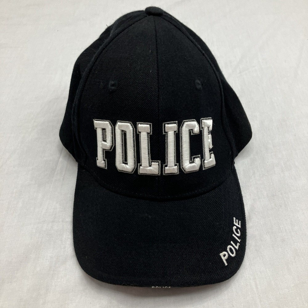 Rothco Deluxe Police Hat Black 3D Embroidered Low Profile Adjustable Cap Cotton